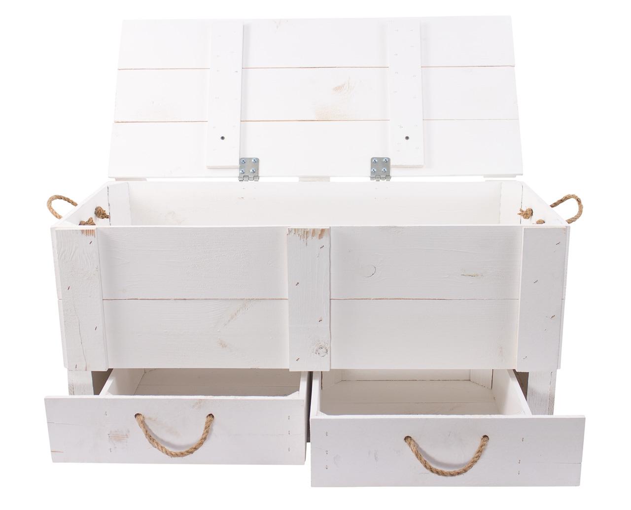 ᐅ Weiße Holzkiste mit Deckel & Kordel Mit 2 | Schubladen
