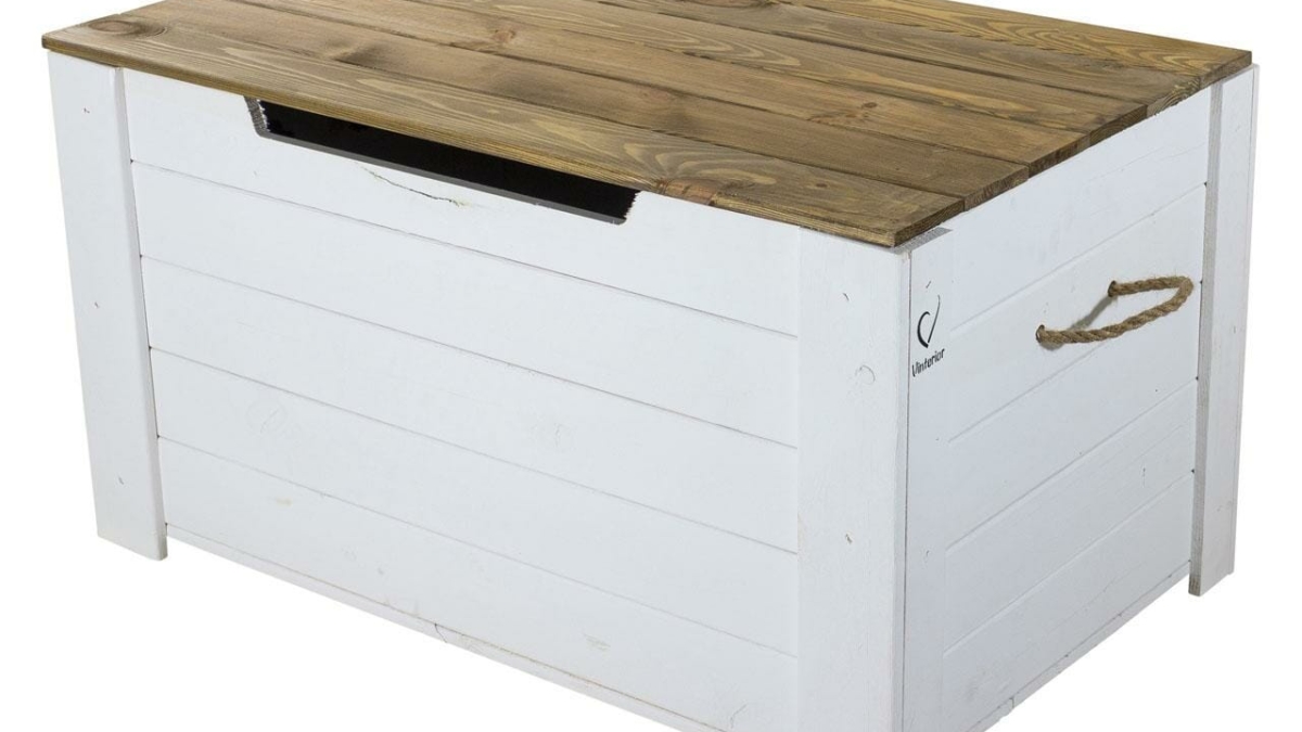 Holztruhe weiß – 80x48x43,5cm Truhe – aus – Weiße Holz Vintage